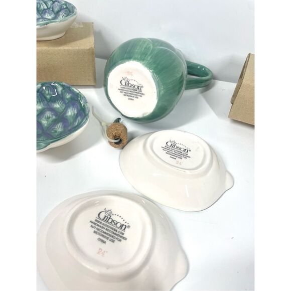 Gibson Cookware Fresh Vegetable 5pc Artichoke Oil Dipping Set Vintage NIB - Picture 7 of 8